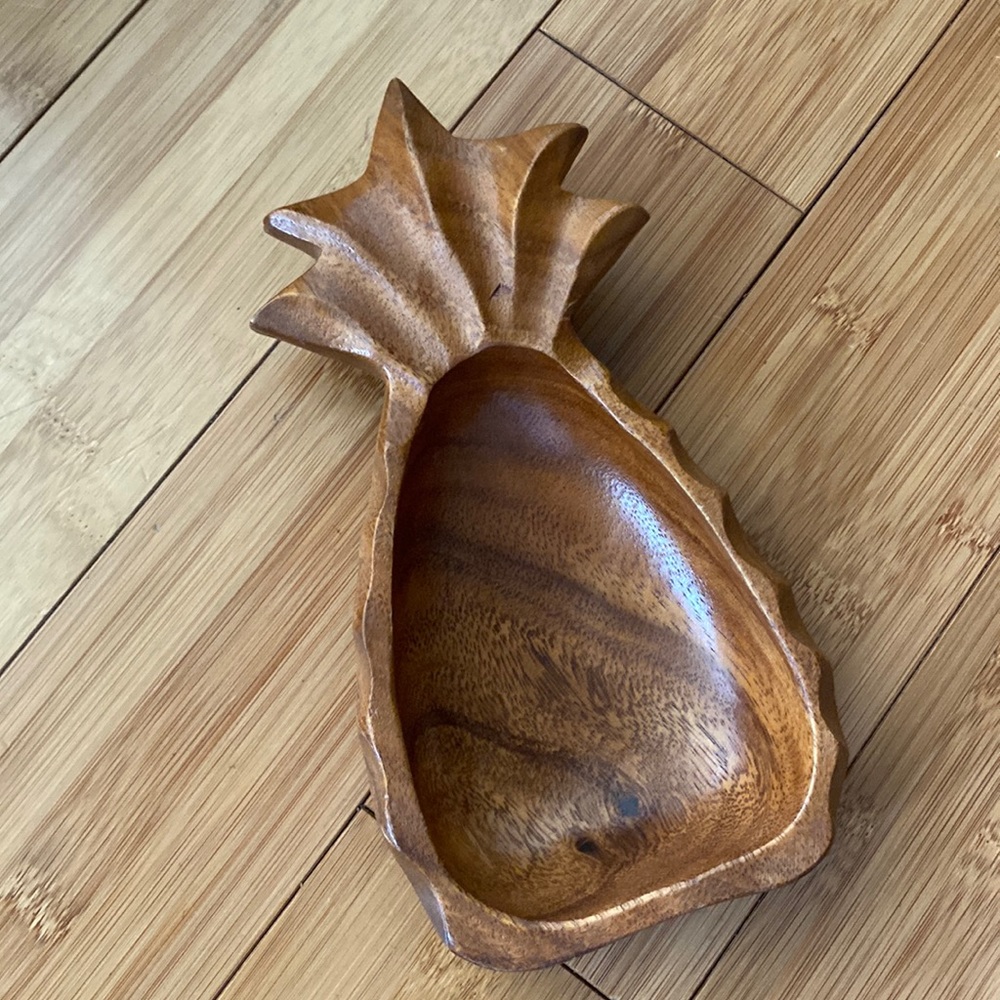 Vintage teak pineapple dish